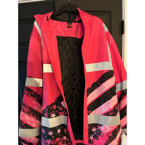 HiVis Custom Color US Flag High Visibility Hoodie for Men Women Reflective - Picture 3 of 8